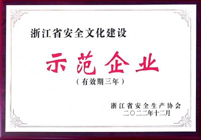 浙江省安全文化建設(shè)示范企業(yè)